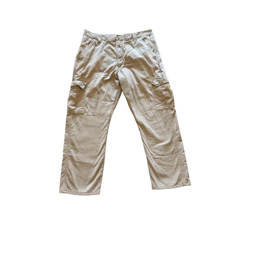 Wrangler Cargo Pants Men 36x30 Tan Khaki GUCFleece Lined Insulated Workwear